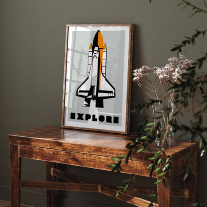 Explore - Minimalist Space Shuttle Poster