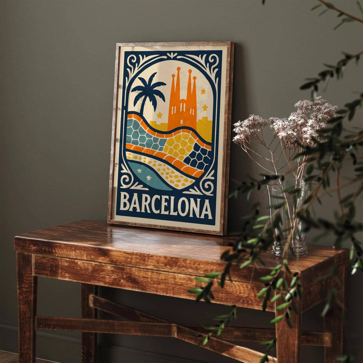 Barcelona Travel Retro Poster