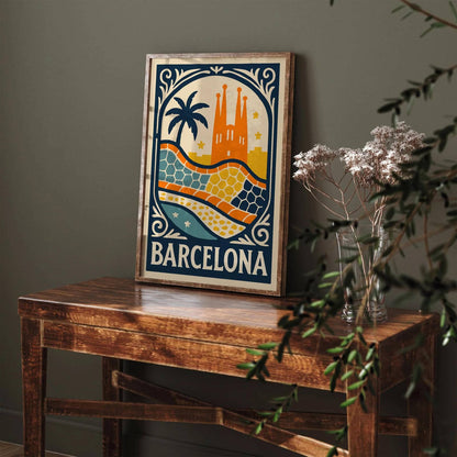 Barcelona Travel Retro Poster
