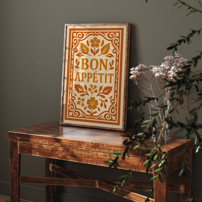 Bon Appetit Quote Wall Art - Kitchen Rococo Wall Decor