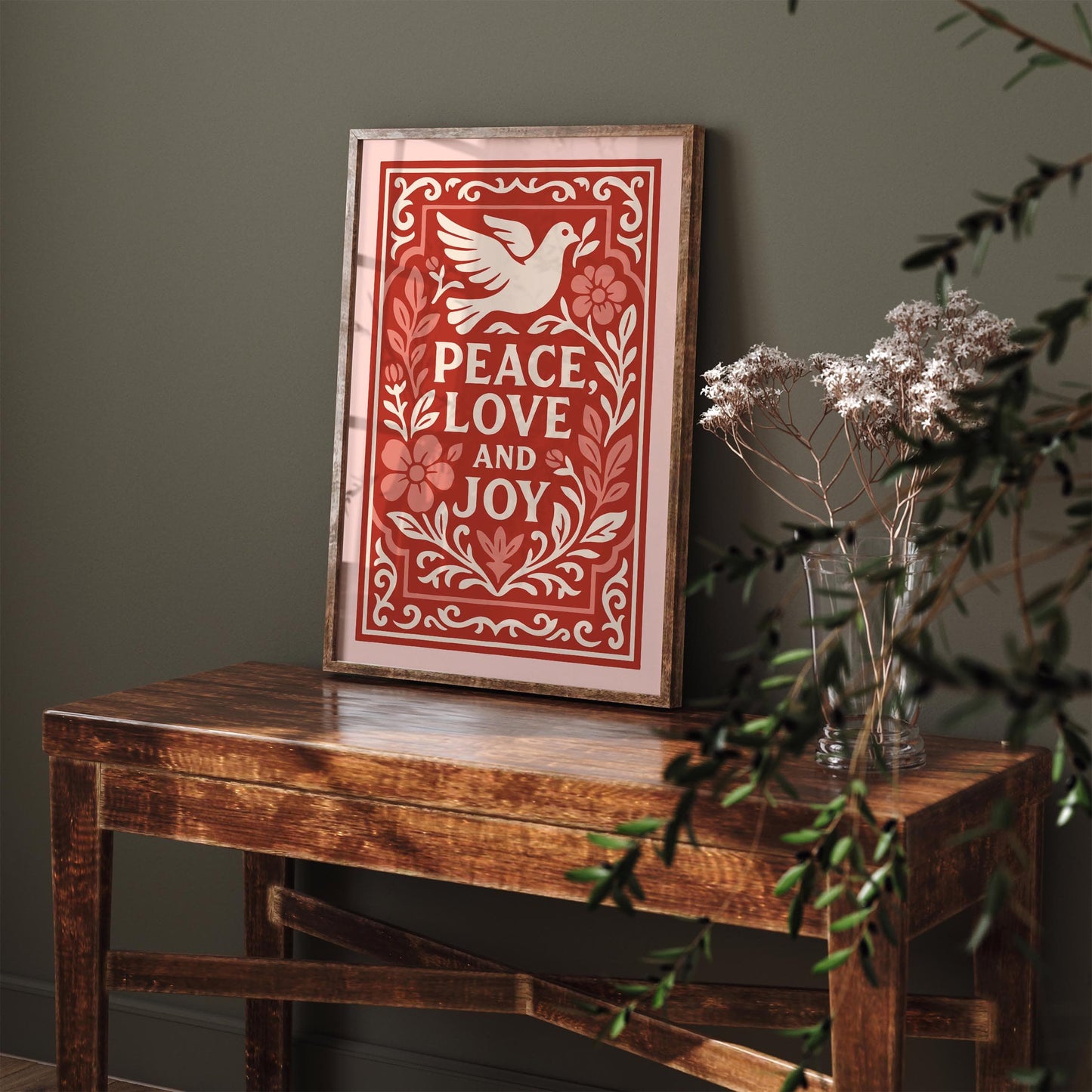 Peace Love Joy Poster - Inspirational Quote Wall Art