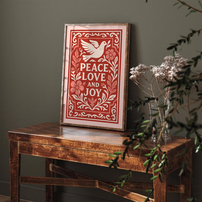 Peace Love Joy Poster - Inspirational Quote Wall Art