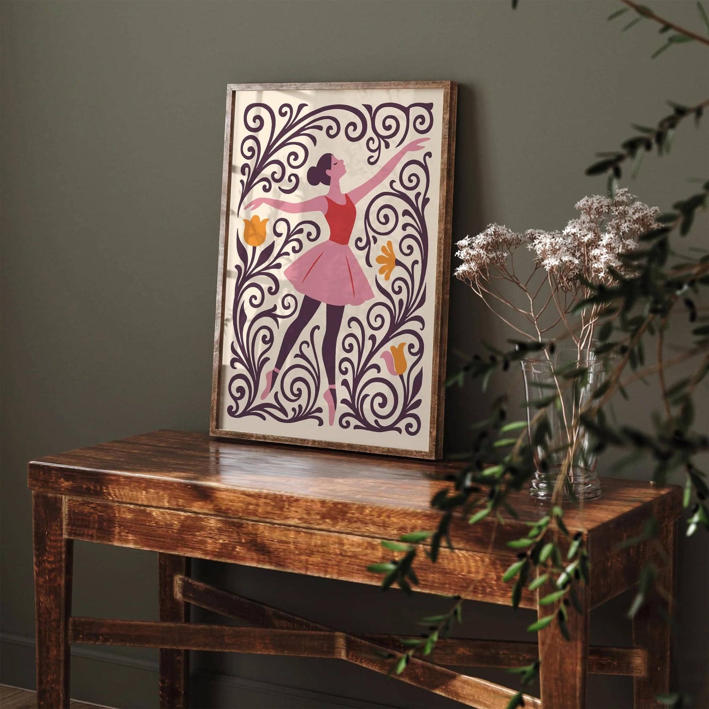 Ballerina Dancer in Purple and Pink Tones Poster