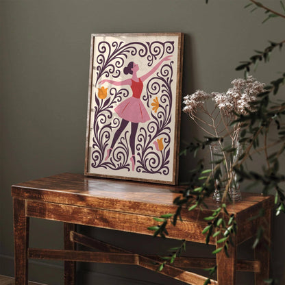 Ballerina Dancer in Purple and Pink Tones Poster