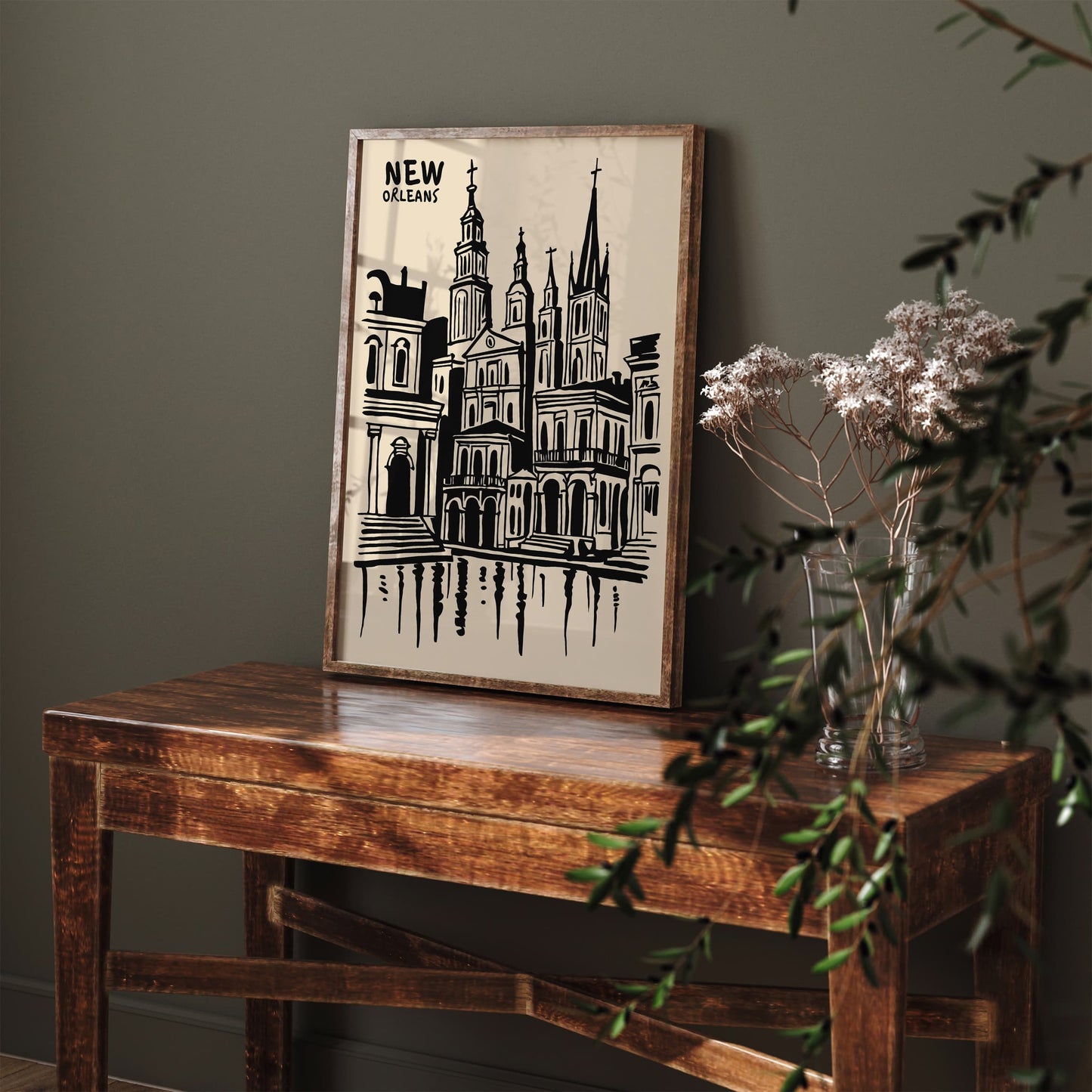 Black Ink New Orleans Architecture Art Print