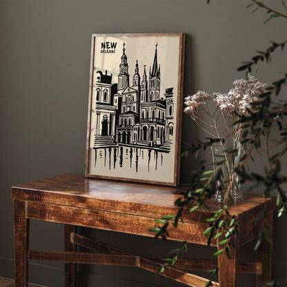 Black Ink New Orleans Architecture Art Print