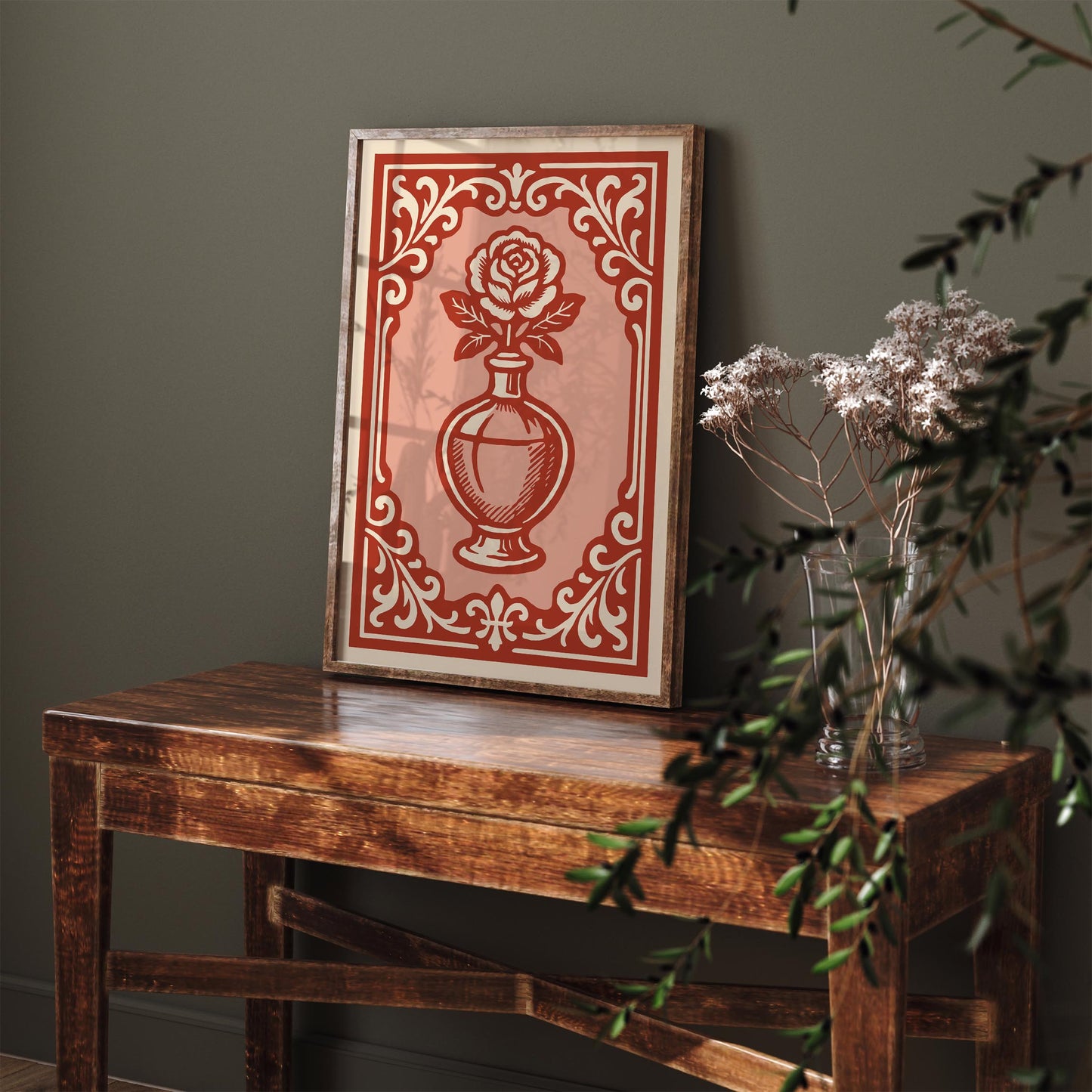 Bottle of Perfume Poster - Rococo Rose Art Print