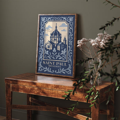 Saint Paul Minnesota Poster – Blue Travel Wall Art Print