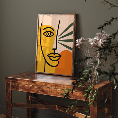 Abstract Boho Face Line Art Poster Print