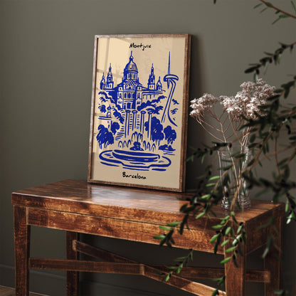 Montjuïc Barcelona Cityscape Poster
