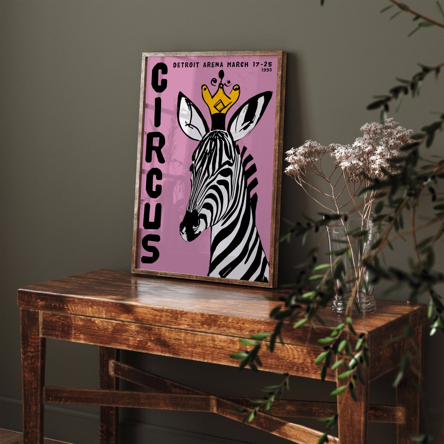 1993 Detroit Arena Circus Retro Zebra Poster