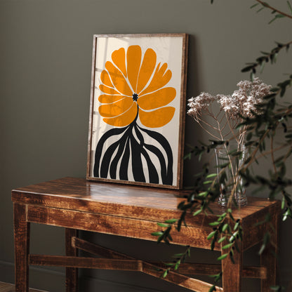 Big Yellow Flower Mid Century Poster