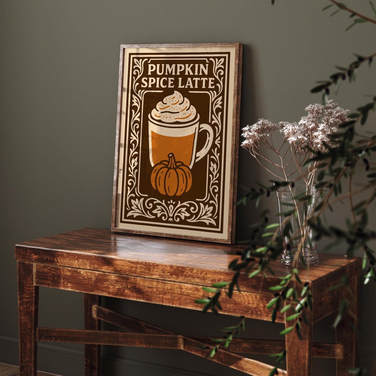 Pumpkin Spice Latte Poster - Brown Kitchen Wall Art Decor