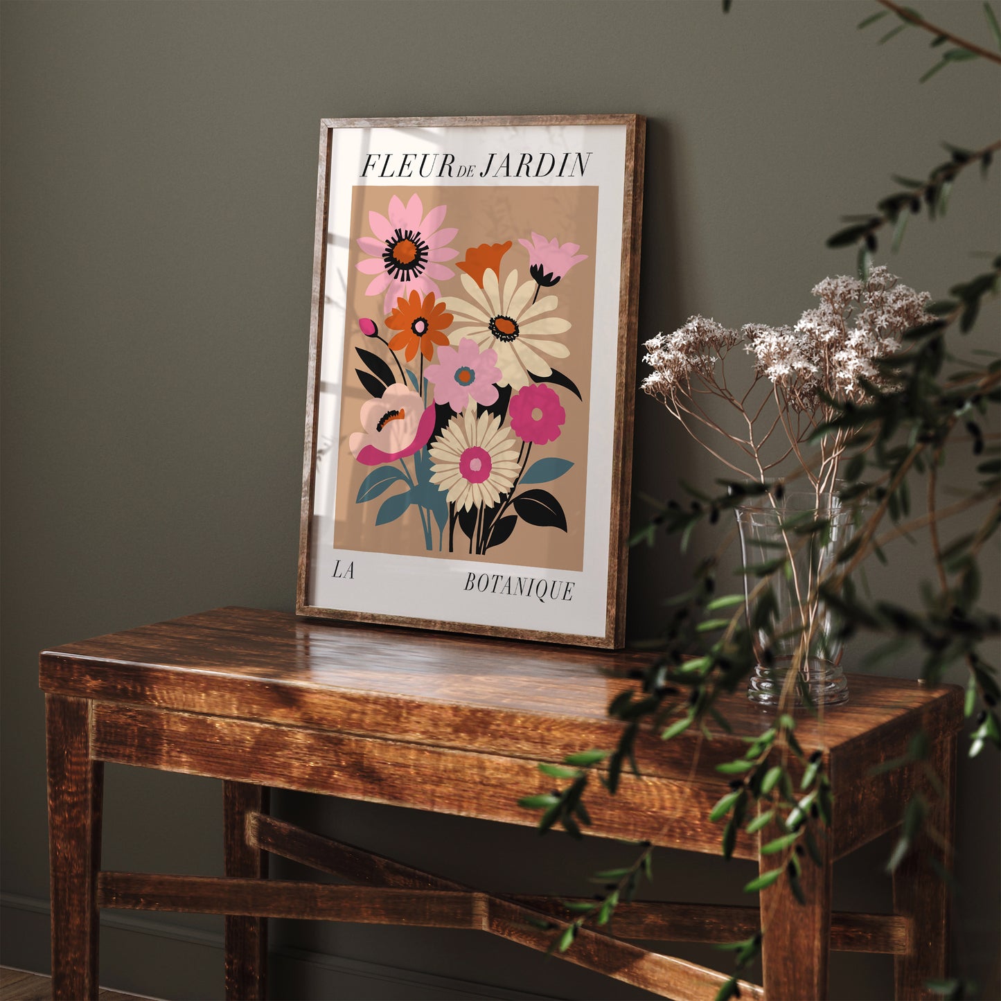 Boho Chic Floral French Poster