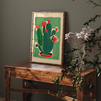 Retro Mid-Century Cactus Art Print