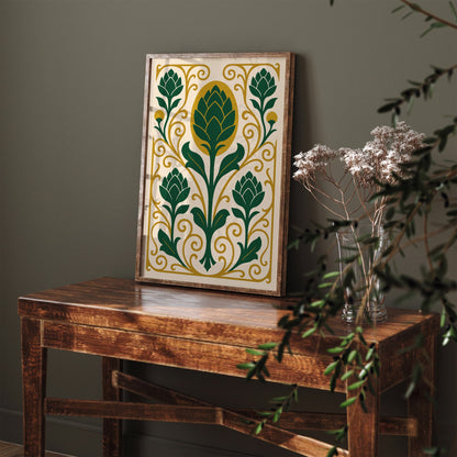 Art Nouveau Abstract Artichoke Art Print for Kitchen Decor