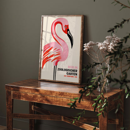 Berlin Zoo Retro Flamingo Poster