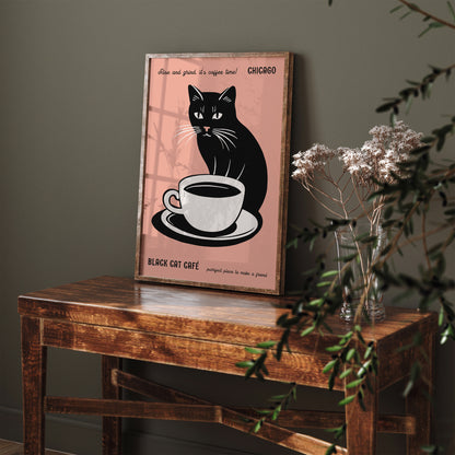 Black Cat Cafe Chicago Art Print