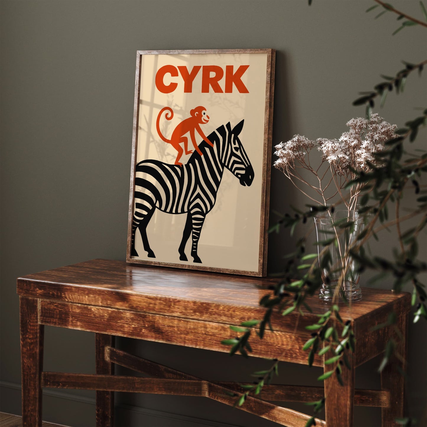 Polish Circus Zebra & Monkey Poster