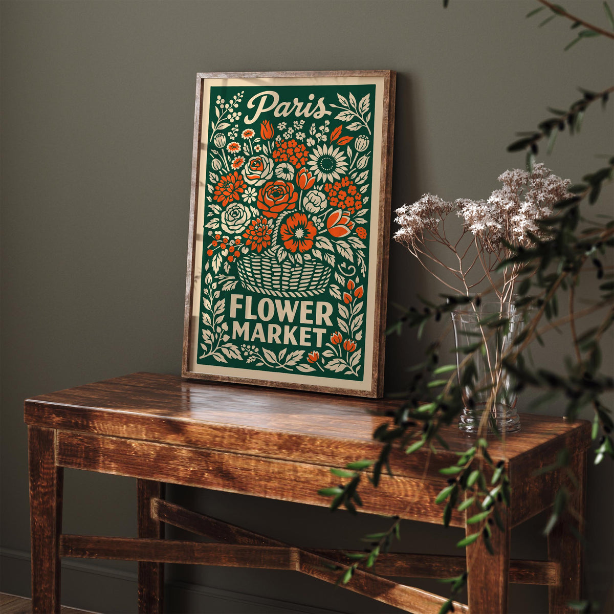 Vintage Paris Flower Market Poster