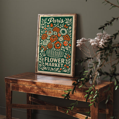 Vintage Paris Flower Market Poster