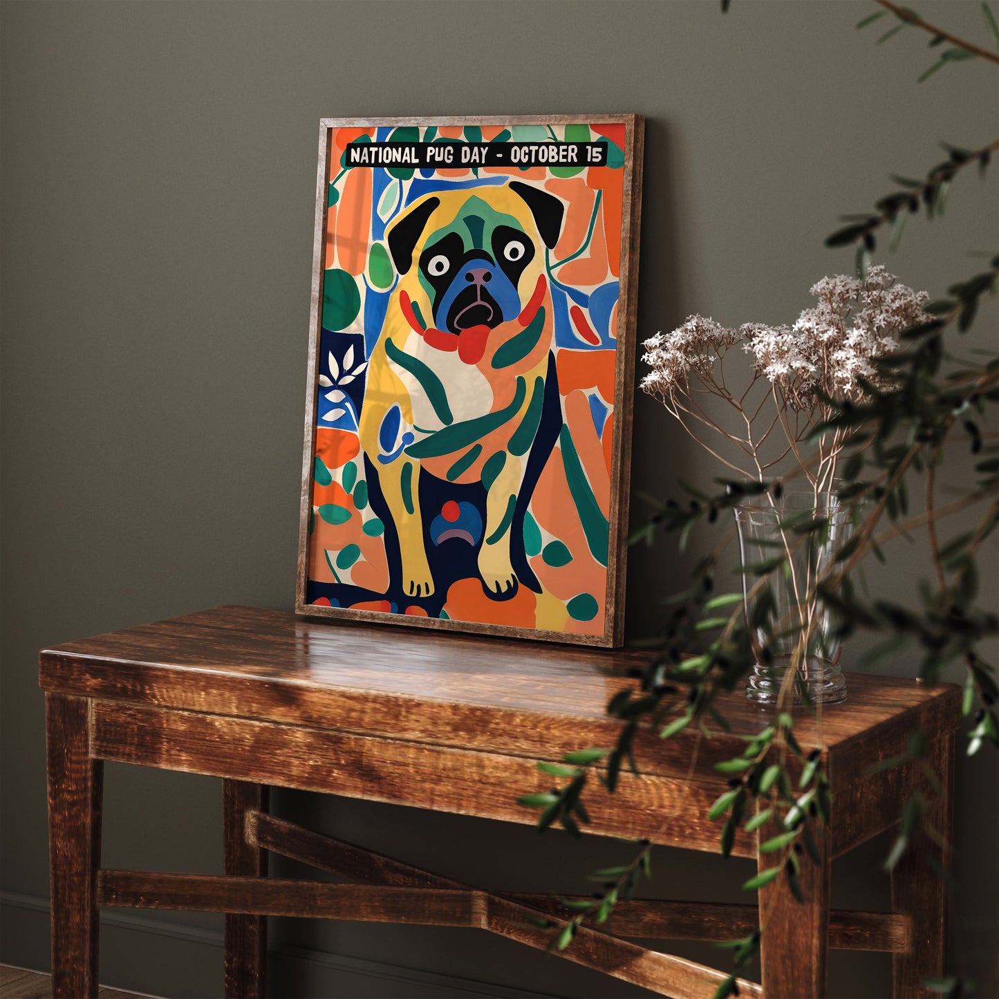 National Pug Day Colorful Poster