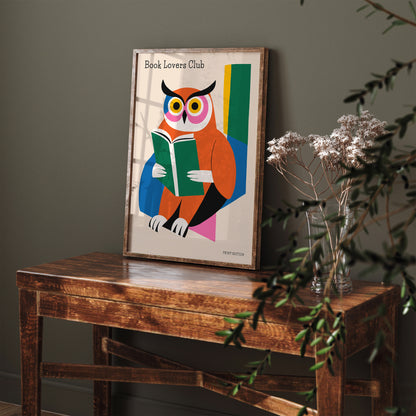 Book Lovers Club Cute Owl Poster