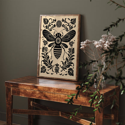 Rustic Folk Black Housefly Poster