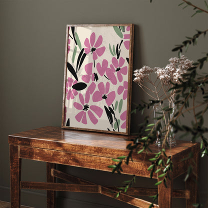 Pink Flowers Living Room Wall Decor