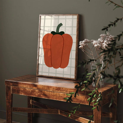 Red Bell Pepper Poster - Scandinavian Kitchen Art Print