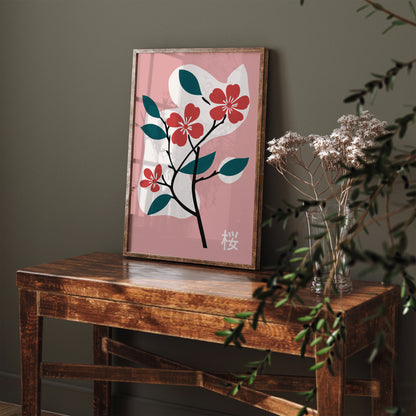 Cherry Blossom Floral Japanese Art Print