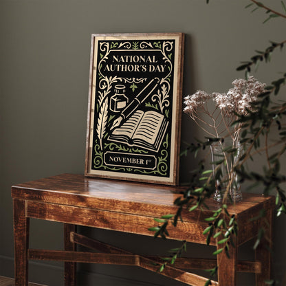 National Authors Day Nov 1 Poster - Rococo Literary Art Print