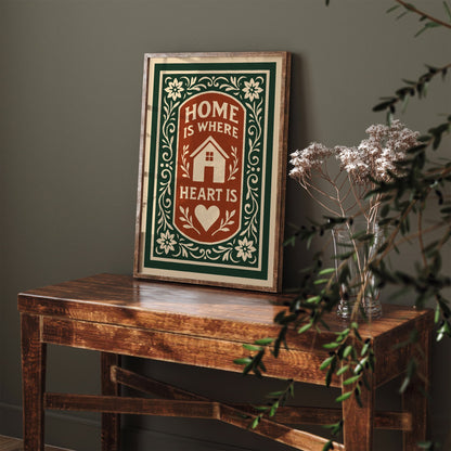 Home is Where Heart Is Poster - Cozy Wall Art Decor in Rococo Style