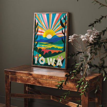 Iowa Retro Travel Poster Print