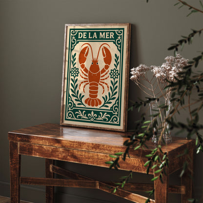 De La Mer, Red Lobster Art Print - Kitchen Wall Decor