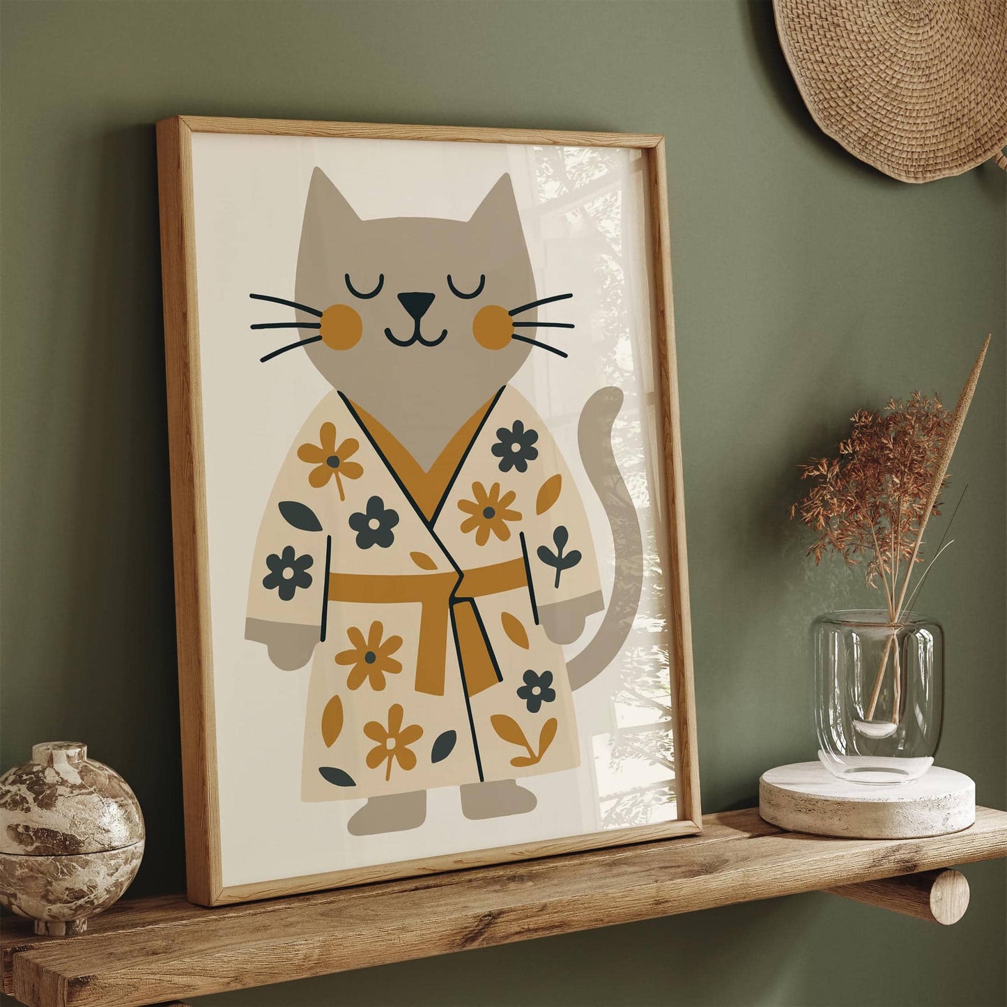 Spa Day Poster - Funny Cat in Bathrobe Print