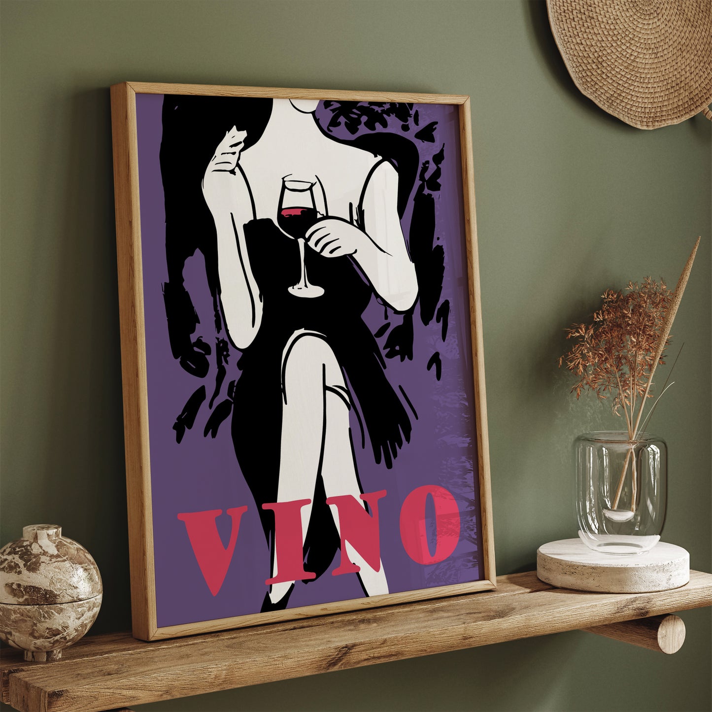 Vino Retro Purple Wall Art for Kitchen Decor