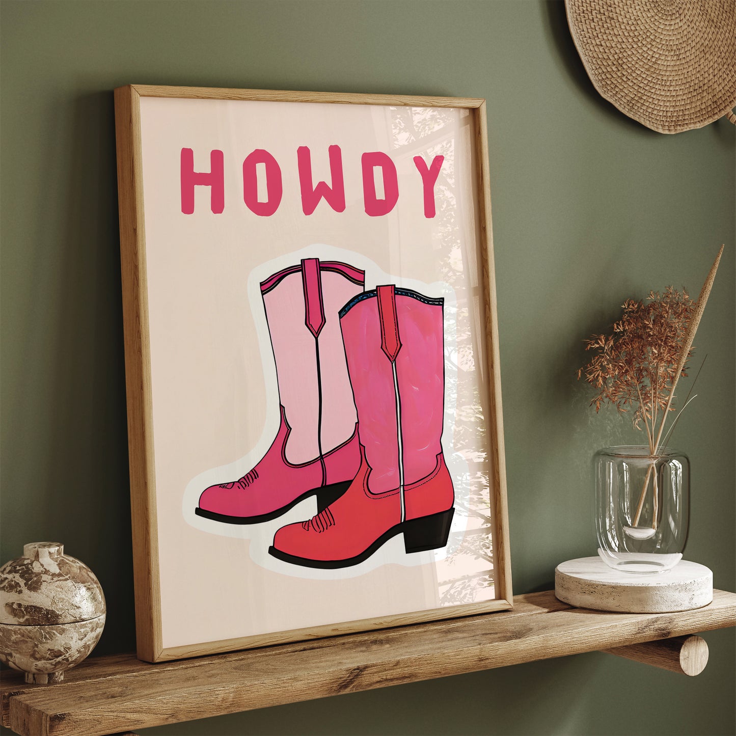 HOWDY - Pink Cowgirl Boots Cute Poster