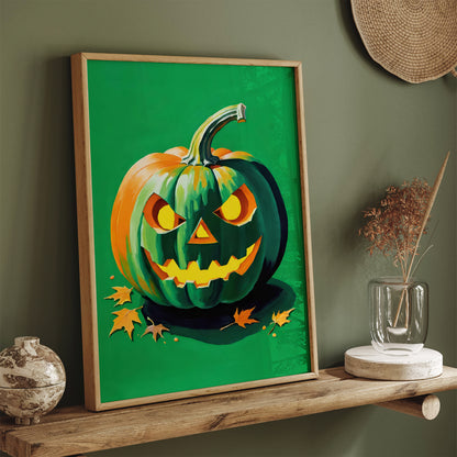 Green Spooky Halloween Pumpkin Art