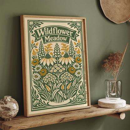 Wildflower Meadow Botanical Nature Art Poster