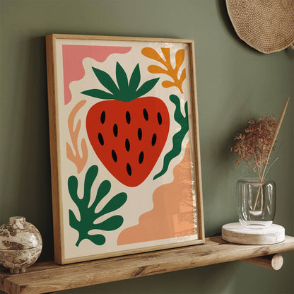 Bohemian Retro Strawberry Poster