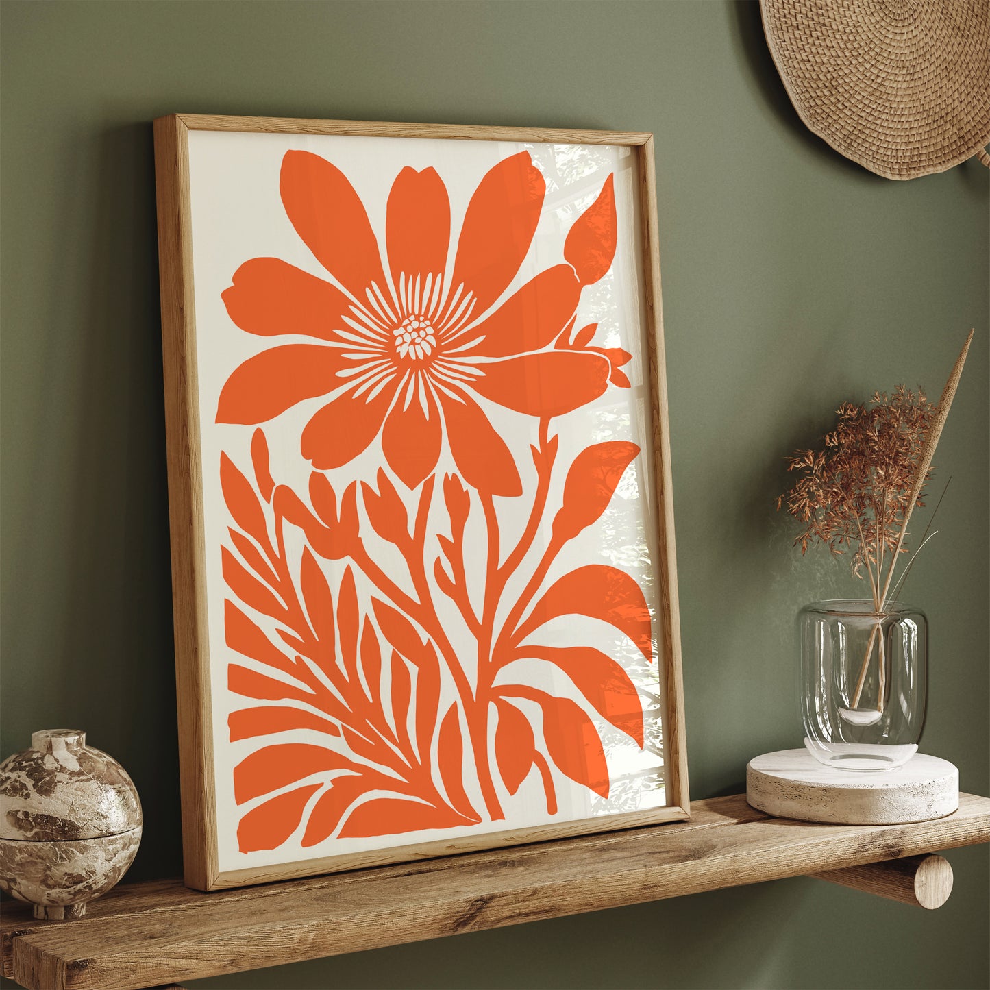 Orange Big Flower Wall Art