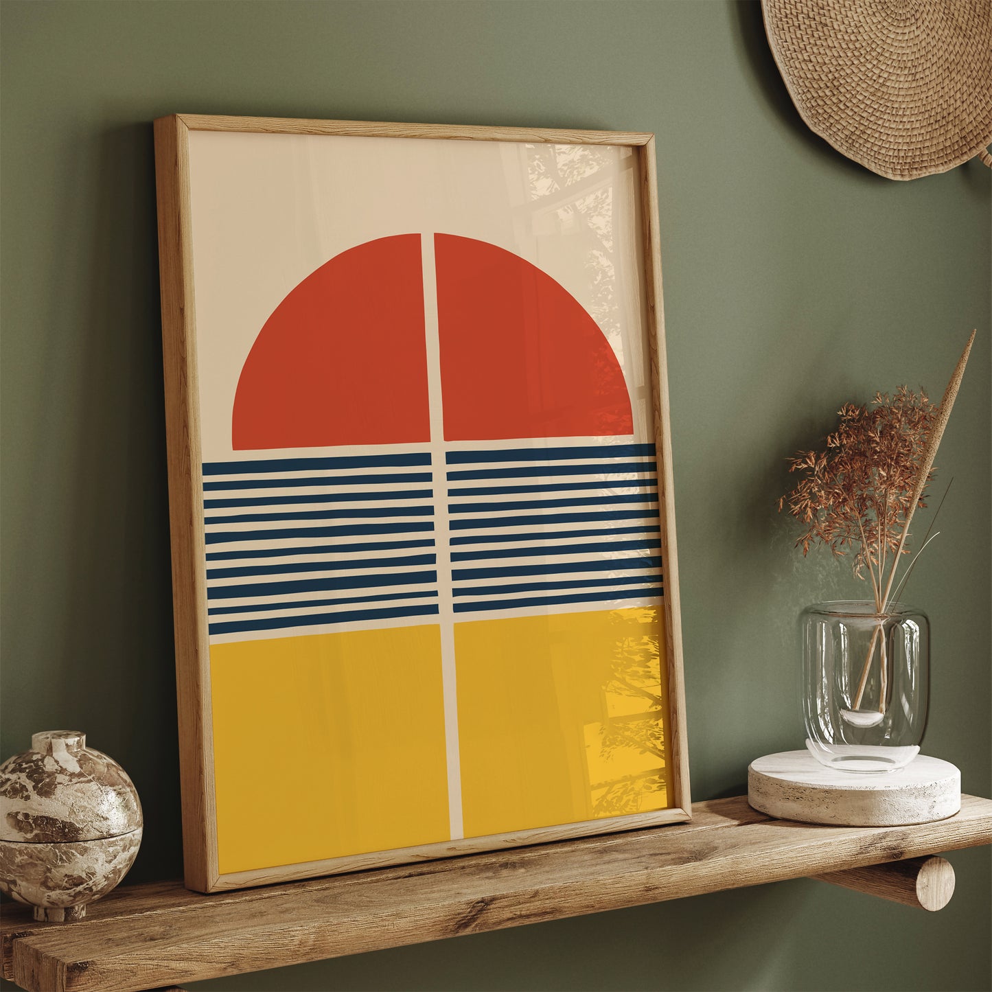 Mid Century Sun Geometric Art Print 2024