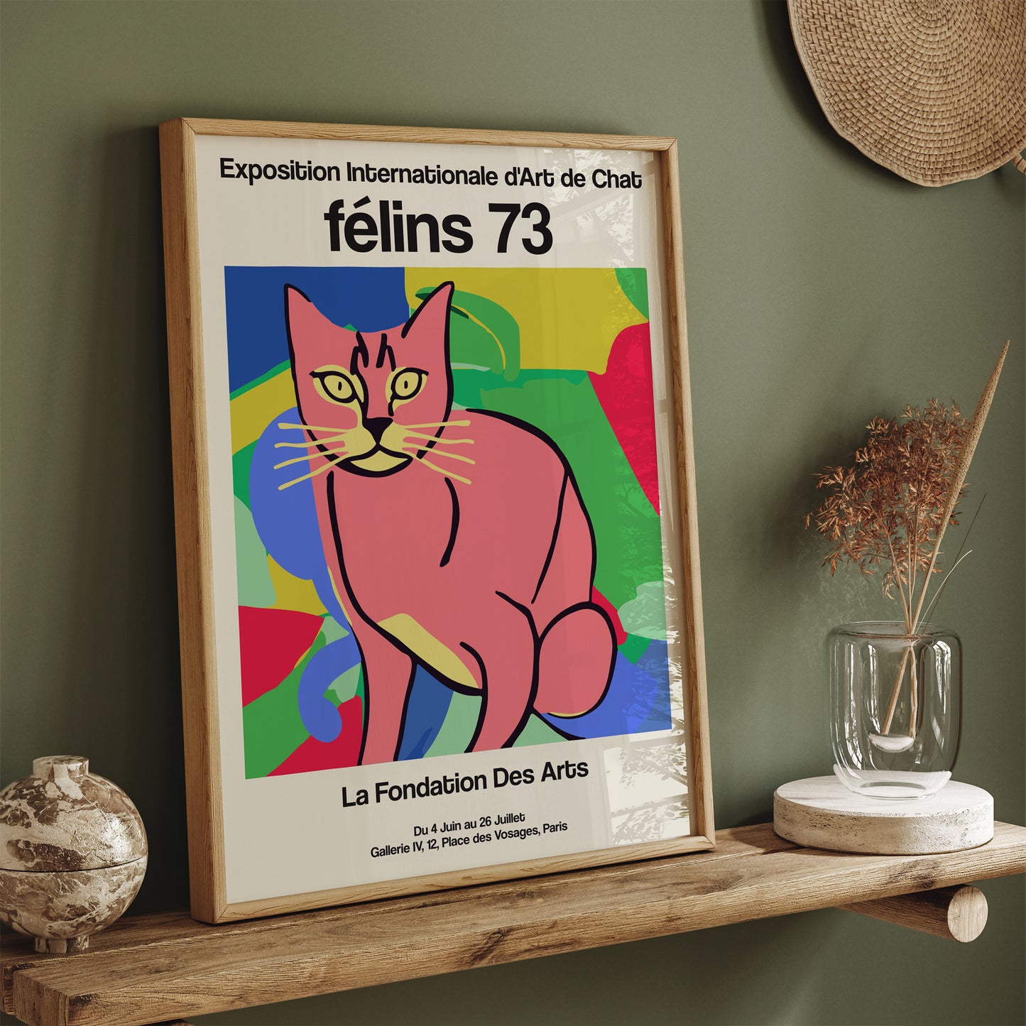 French Cat Exhibition Retro Poster