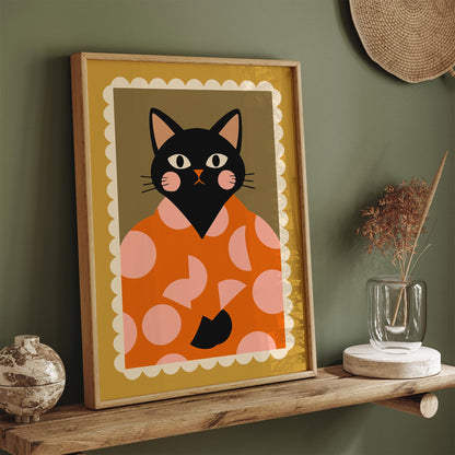 Fancy Black Cat Portrait Poster