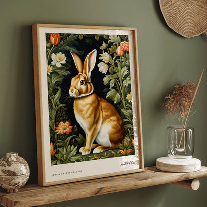 Cute Rabbit William Morris Poster