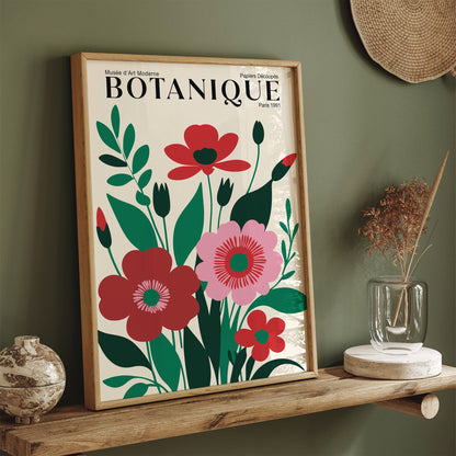 Red Floral Botanical Poster - Retro French Art Print