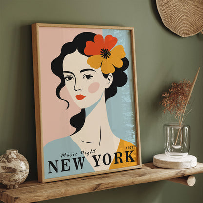 Music Night New York Woman Poster