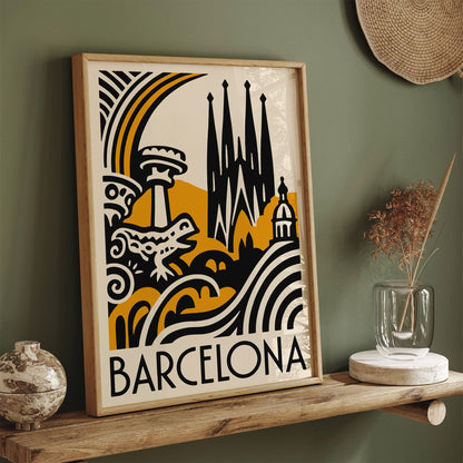 Barcelona Cityscape Modern Poster