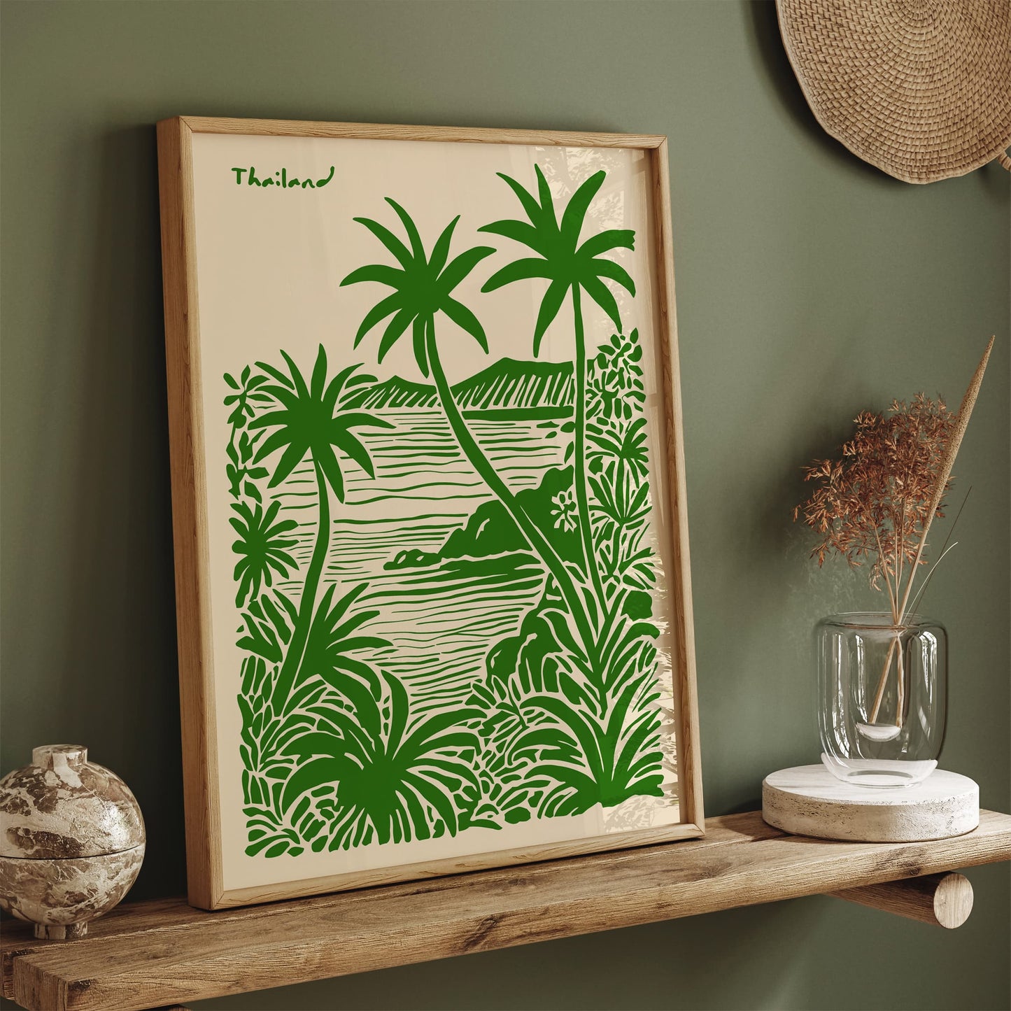Thailand Tropical Poster - Green Landscape Travel Wall Art